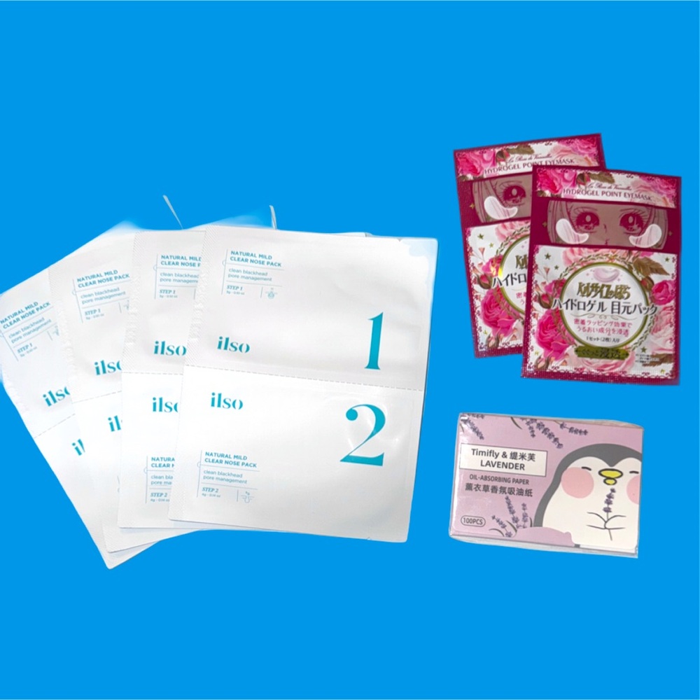 Set of 4 (step 1&2) ilso natural mild nose pack, 2 pk. Hydrogel point eye mask.